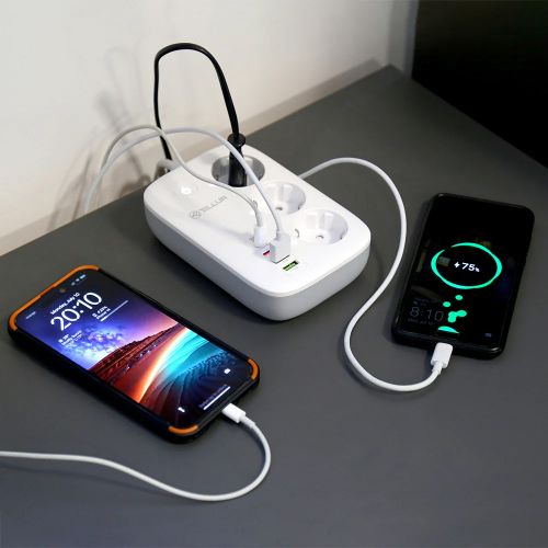 TELLUR SMART WIFI POWER STRIP, 3 OUTLETS PD30W, QC18W, 2XUSB 2.4A, 2500W, 10A, 2M slika 4