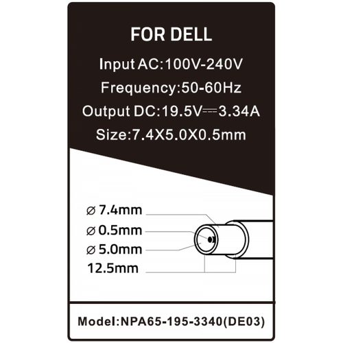 NPA65-195-3340 (DE03) **Gembird punjac za laptop 65W-19.5V-3.34A, 7.4x5.0mm black PIN (847 Alt=DE10) slika 3