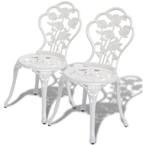 Bistro stolice 2 kom lijevani aluminijum bijeli slika 15