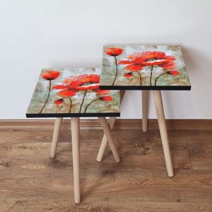 Nesting stolovi 2Shp301 - (2 komada) - boje: crvena, smeđa, bež