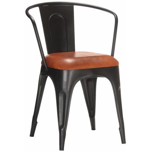 Blagovaonske stolice od prave kože 4 kom smeđe slika 2