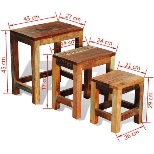 3-dijelni set uklapajućih stolića starinski obnovljeno drvo slika 1