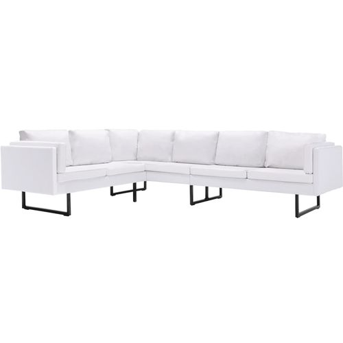 Kutna sofa od umjetne kože bijela slika 38