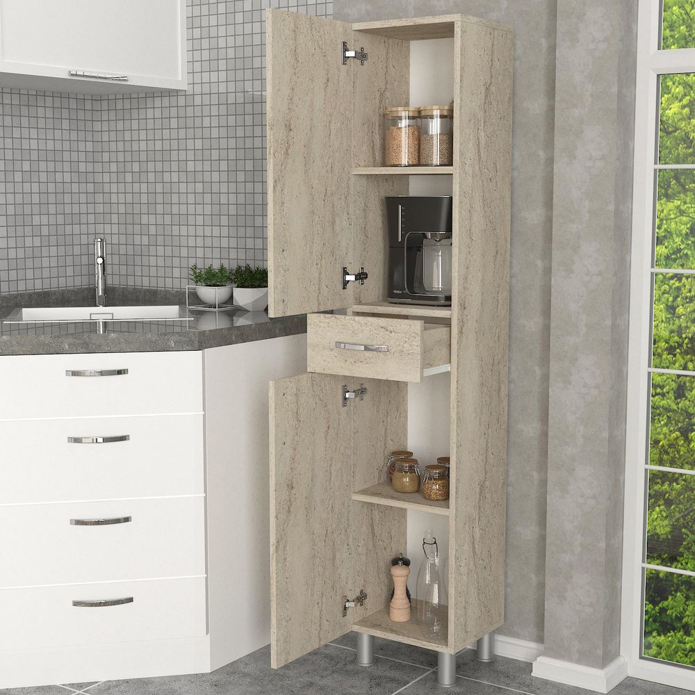 Selin 2 Doors 1 Drawer Travertine Bathroom Cabinet slika 6