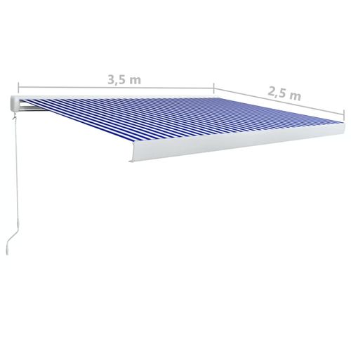 Kazetna tenda na ručno uvlačenje 350 x 250 cm plavo-bijela slika 36