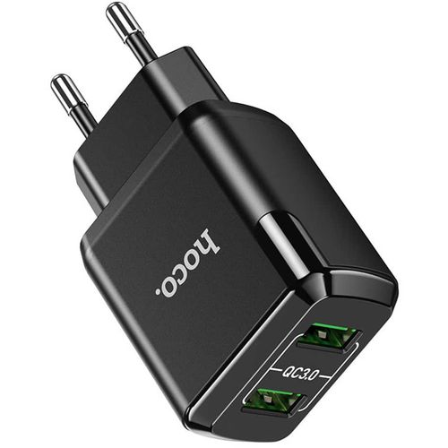 Hoco - Zidni punjač Charmer (N6) - 2xUSB-A, Q.C 3.0, 18W, 3.0A - crni slika 1