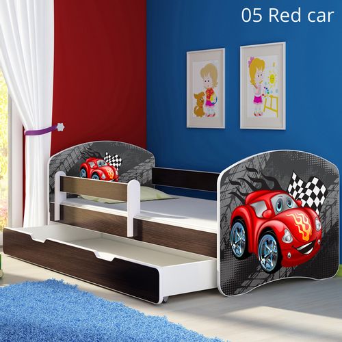 Dječji krevet ACMA s motivom, bočna wenge + ladica 140x70 cm 05-red-car slika 1