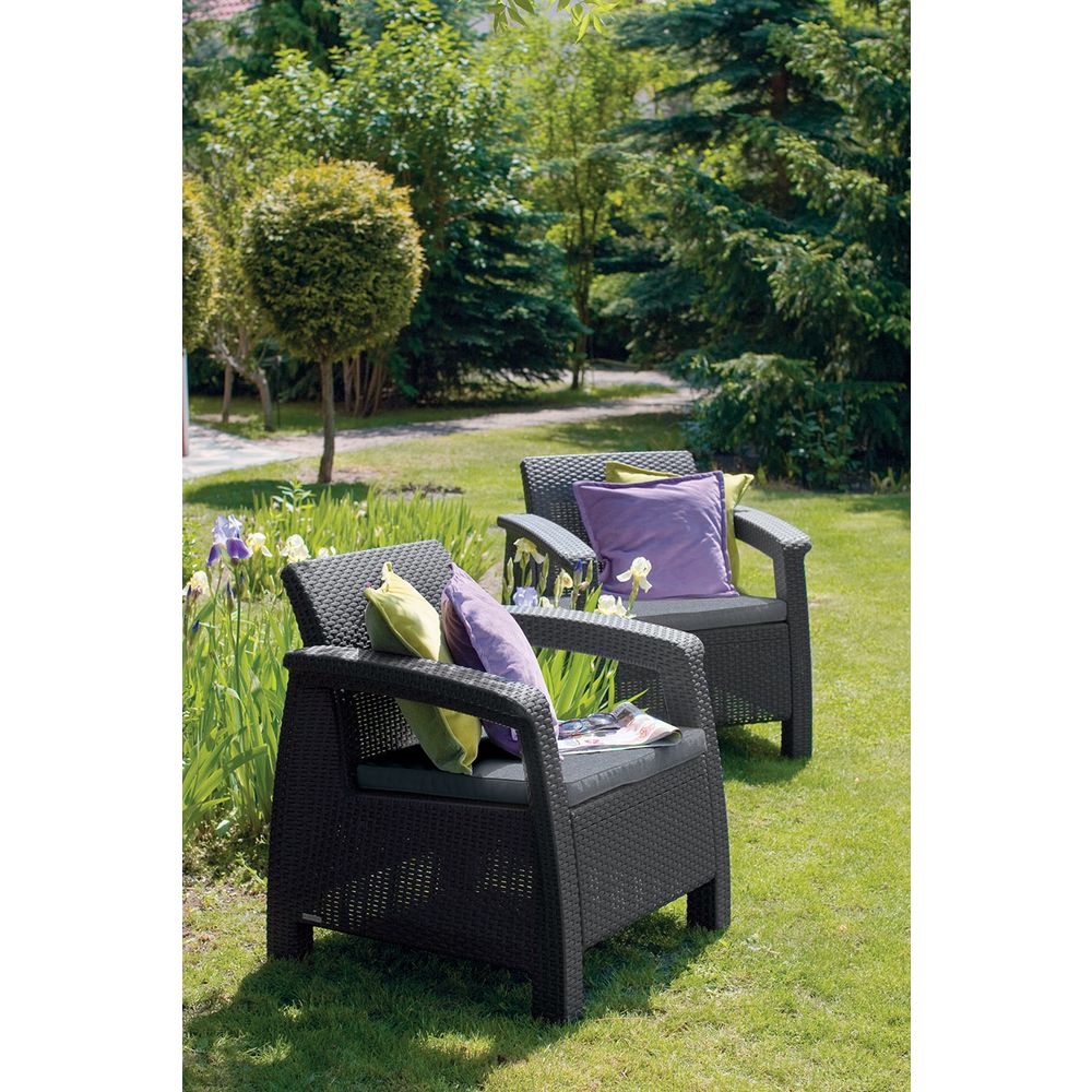 Keter set fotelja (x2) CORFU, siva boja, 75 x 70 x 79 cm slika 2