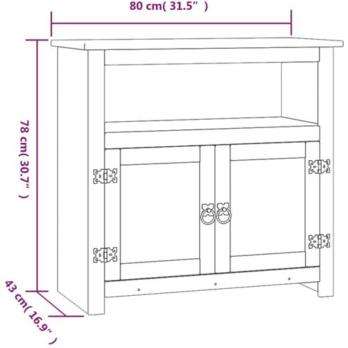 TV ormarić od borovine meksički stil Corona sivi 80x43x78 cm slika 31