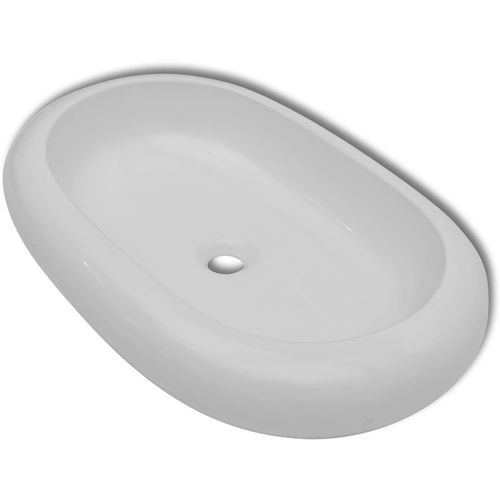 Umivaonik s miješalicom keramički ovalni bijeli slika 4