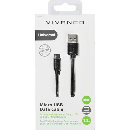 Vivanco USB kabel USB 2.0 USB-A utikač, USB-Micro-B utikač 1.20 m crna  36251 slika 2