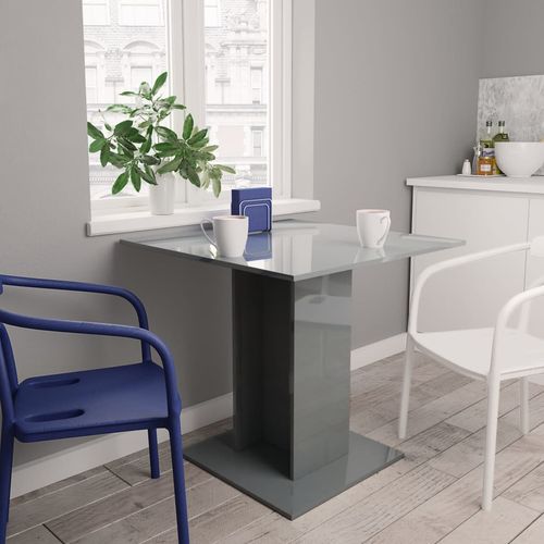 Blagovaonski stol visoki sjaj sivi 80 x 80 x 75 cm od iverice slika 7