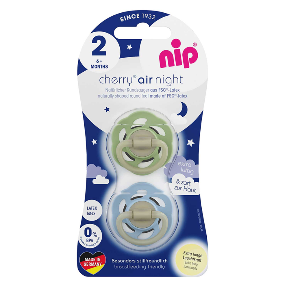 nip® Duda varalica Cherry Air Night 6m+ (veličina 2) - Latex, 2kom Zelena/Plava slika 7