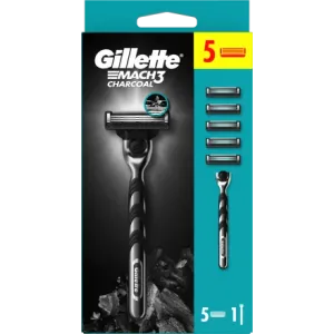 Gillette Mach3 Charcoal brijač + 5 britvica, 1 komad