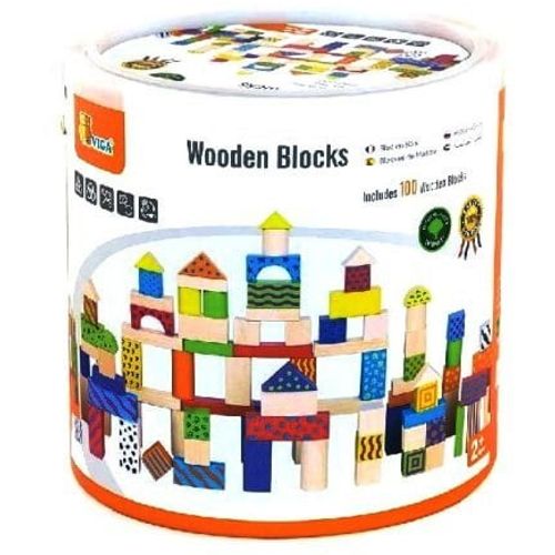 Viga Wooden Blocks - Drvene kocke, 100kom slika 1