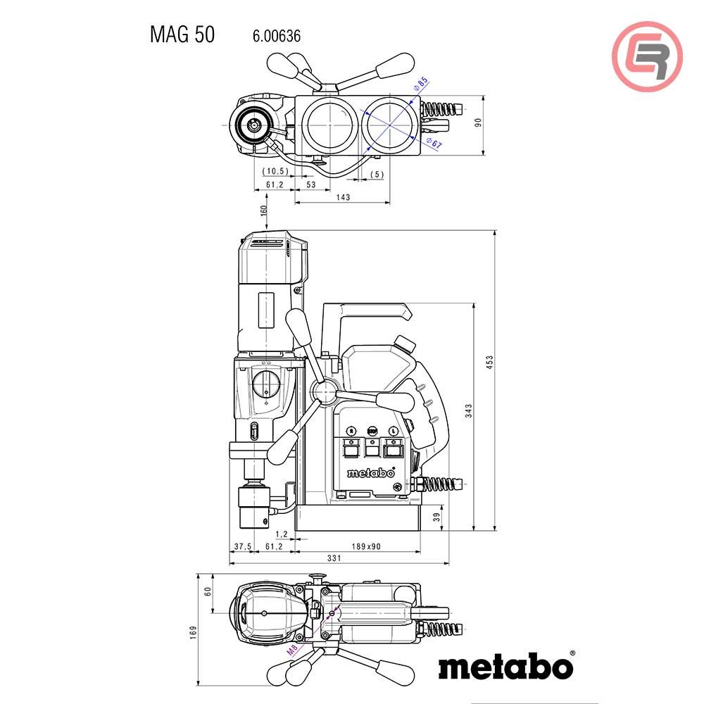 Metabo Glodalica MAG 50 Elektromagnetska Sa Stalkom 1.200 W - 600636500 slika 4