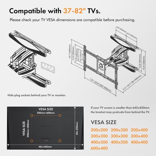 VonHaus nosač za TV 37-70", nagibni, do 45kg slika 4