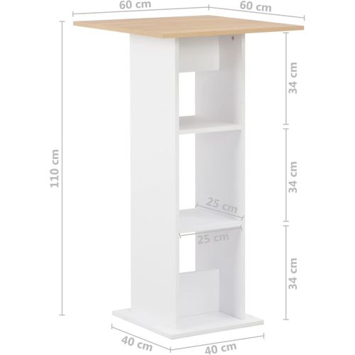 Barski stol bijeli i boja hrasta sonome 60 x 60 x 110 cm slika 10