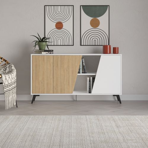 Woody Fashion Konzola, hrast Bijela boja, Fione 150 - Oak, White slika 1