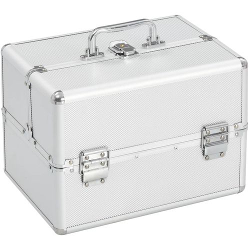 Kovčeg za šminku 22 x 30 x 21 cm srebrni aluminijski slika 11