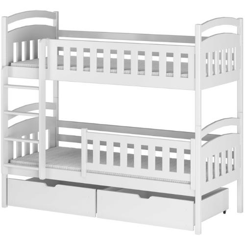 Drveni dječji krevet na kat Ignas s ladicom - bijeli - 190*90 cm slika 2