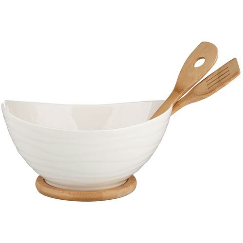 Altom Design zdjela za salatu s podlogom i žlicama od bambusa  29 x 24 x 15 cm - 01010052033 slika 4
