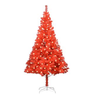 Umjetno božićno drvce LED sa stalkom crveno 240 cm PVC