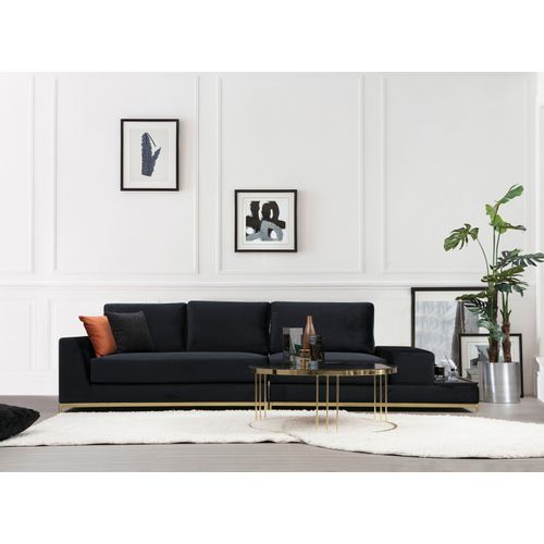 Atelier Del Sofa Četverosjed, LINE s integriranim stolićem, crni, Line With Side Table - Black slika 1