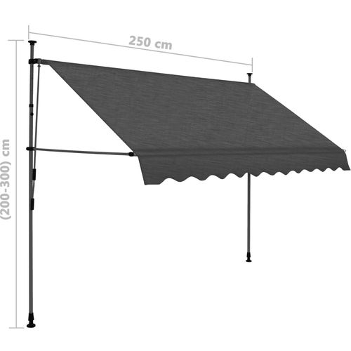 Tenda na ručno uvlačenje s LED svjetlima 250 cm antracit slika 15