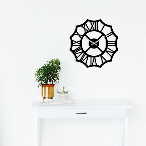 Wallity Ukrasni metalni zidni sat, Metal Wall Clock 23 - Black slika 1