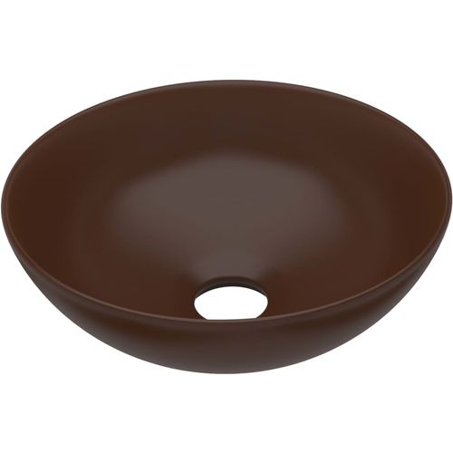 Kupaonski umivaonik od keramike tamnosmeđi okrugli slika 8