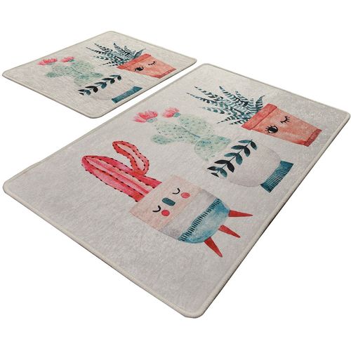 Happy Cactus Multicolor Bathmat Set (2 Pieces) slika 2