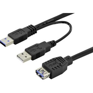 Digitus USB kabel USB 3.2 gen. 1 (USB 3.0) USB-A utikač, USB-A utičnica 0.30 m crna okrugli, dvostruko zaštićen DB-300140-003-S