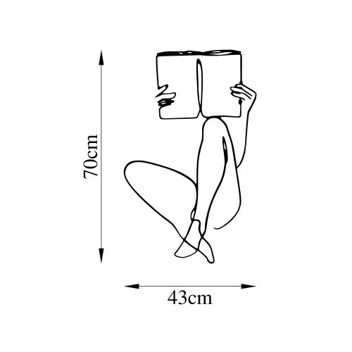Wallity Book Reading - 494 Crni Dekorativni Metalni Zidni Ukras slika 5