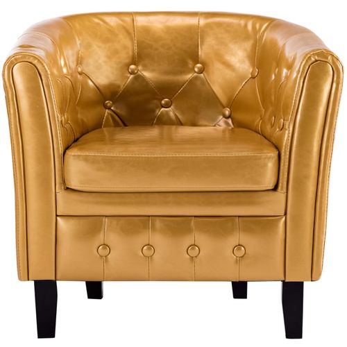 Fotelja od umjetne kože zlatna slika 4