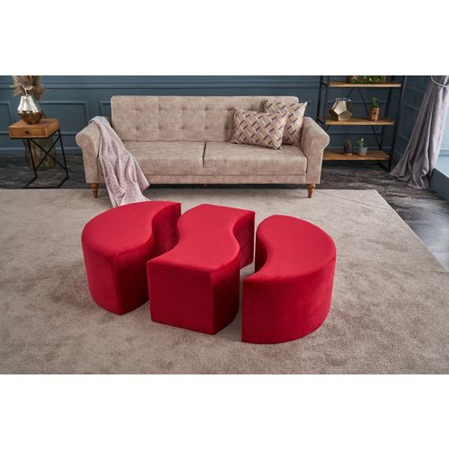 Atelier Del Sofa Tabure, Crvena, Alya Puf - Red slika 3