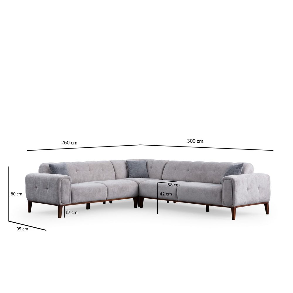 Athena Corner L2-C-3R - Svijetlosiva Ugaona Sofa slika 10