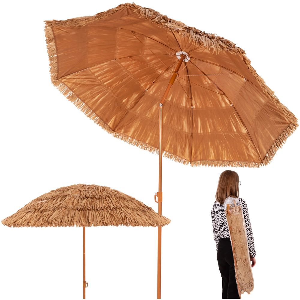 Suncobran za plažu 160 cm nijanse smeđe slika 4
