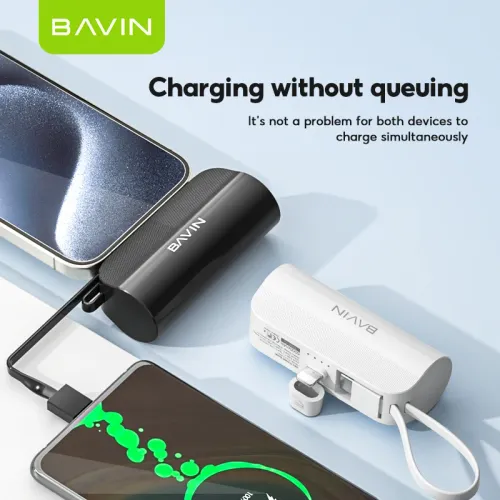 Bavin Power bank 5000mAh Ligtning port + kabl type-C crna slika 3