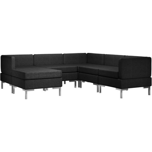 6-dijelni set sofa od tkanine crni slika 13