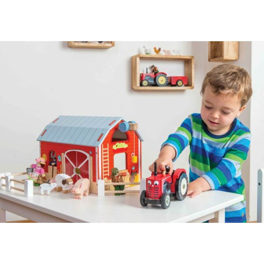 Le Toy Van Drveni traktor sa prikolicom Bertie slika 5