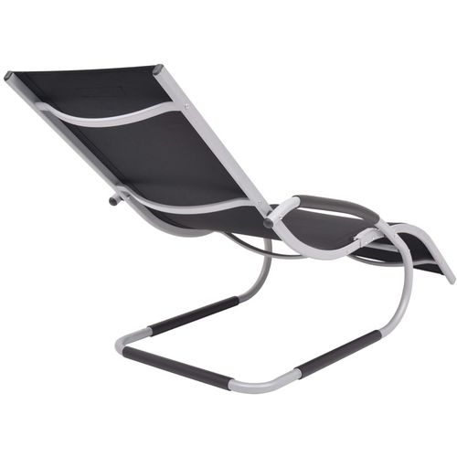 Ležaljka za sunčanje s jastukom od aluminija i tekstilena crna slika 4