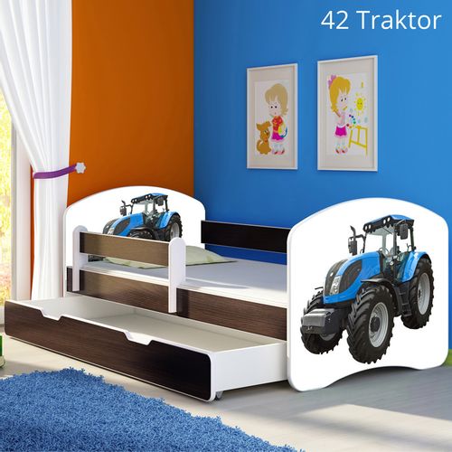 Dječji krevet ACMA s motivom, bočna wenge + ladica 160x80 cm 42-traktor slika 1