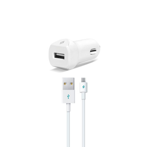 Ttec Autopunjač - Uni 1xUSB - White - +MicroUSB cable 1m slika 1