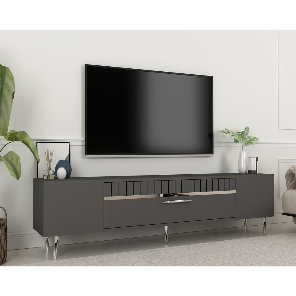 TV stalak Dekolp1 u antracitnoj i srebrnoj boji slika 2