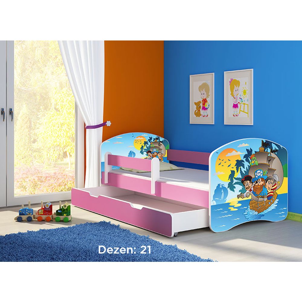 ACMA Dječiji krevet Acma II sa ladicom Pink - 180x80cm - Dezen 21 slika 2