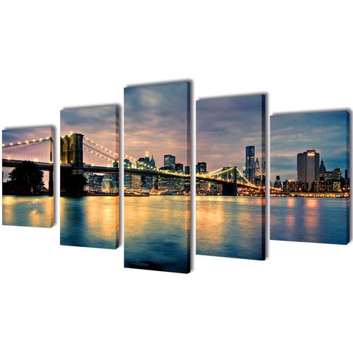 Zidne Slike na Platnu Set s Printom Brooklyn Mosta 100 x 50 cm slika 10