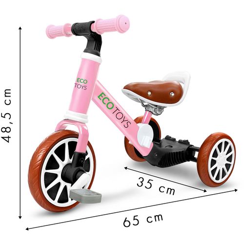 Dječji tricikl 3u1 EcoToys rozo/smeđi slika 4