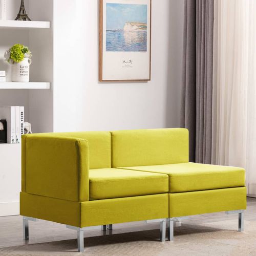 2-dijelni set sofa od tkanine žuti slika 1