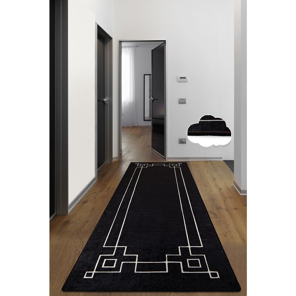 Tepih Square - Crni i Bijeli (80 x 300 cm) slika 1